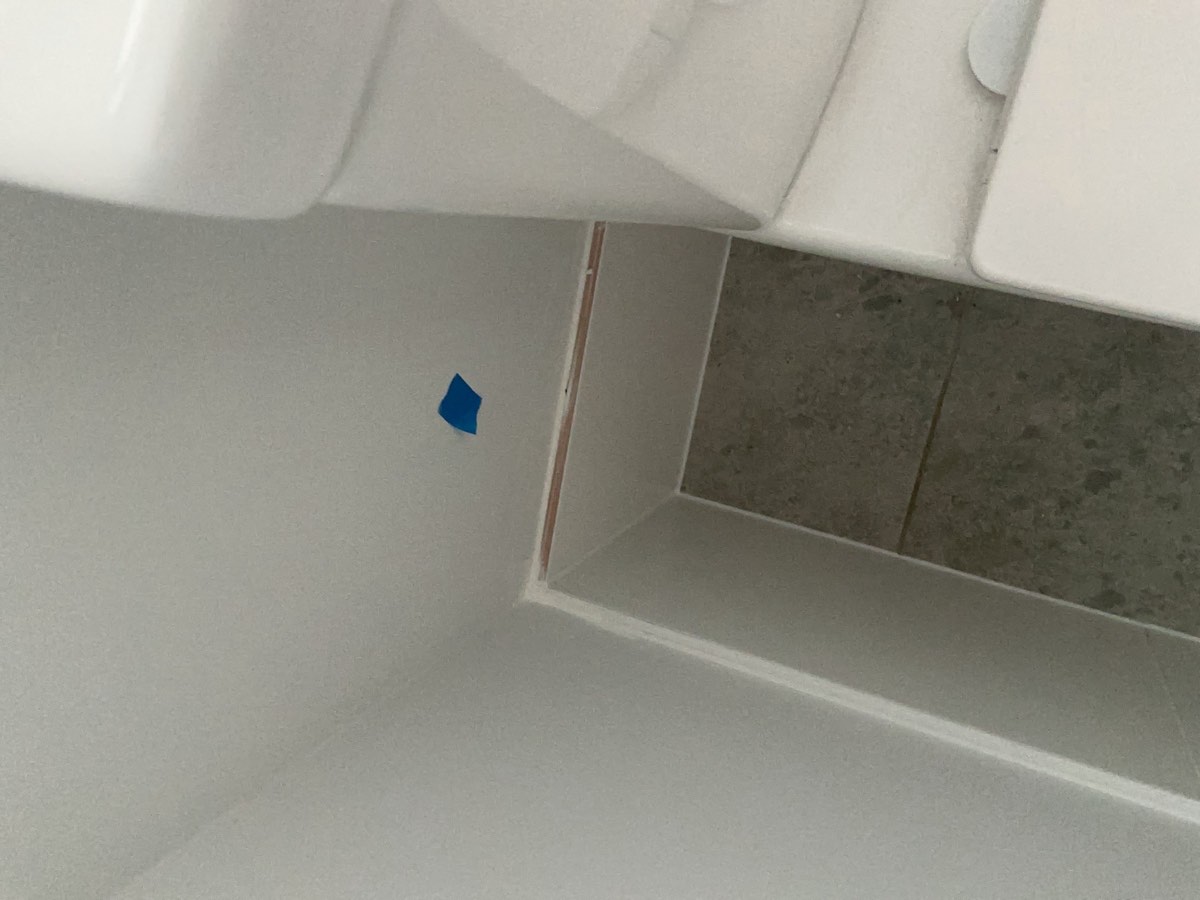 Toilet painting, recorded during a handover inspection in Oran Park